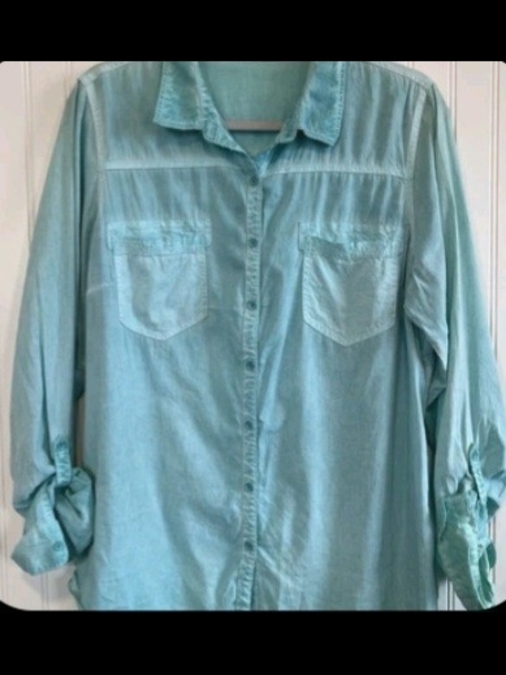Maurices Light Aqua Button-Down Shirt